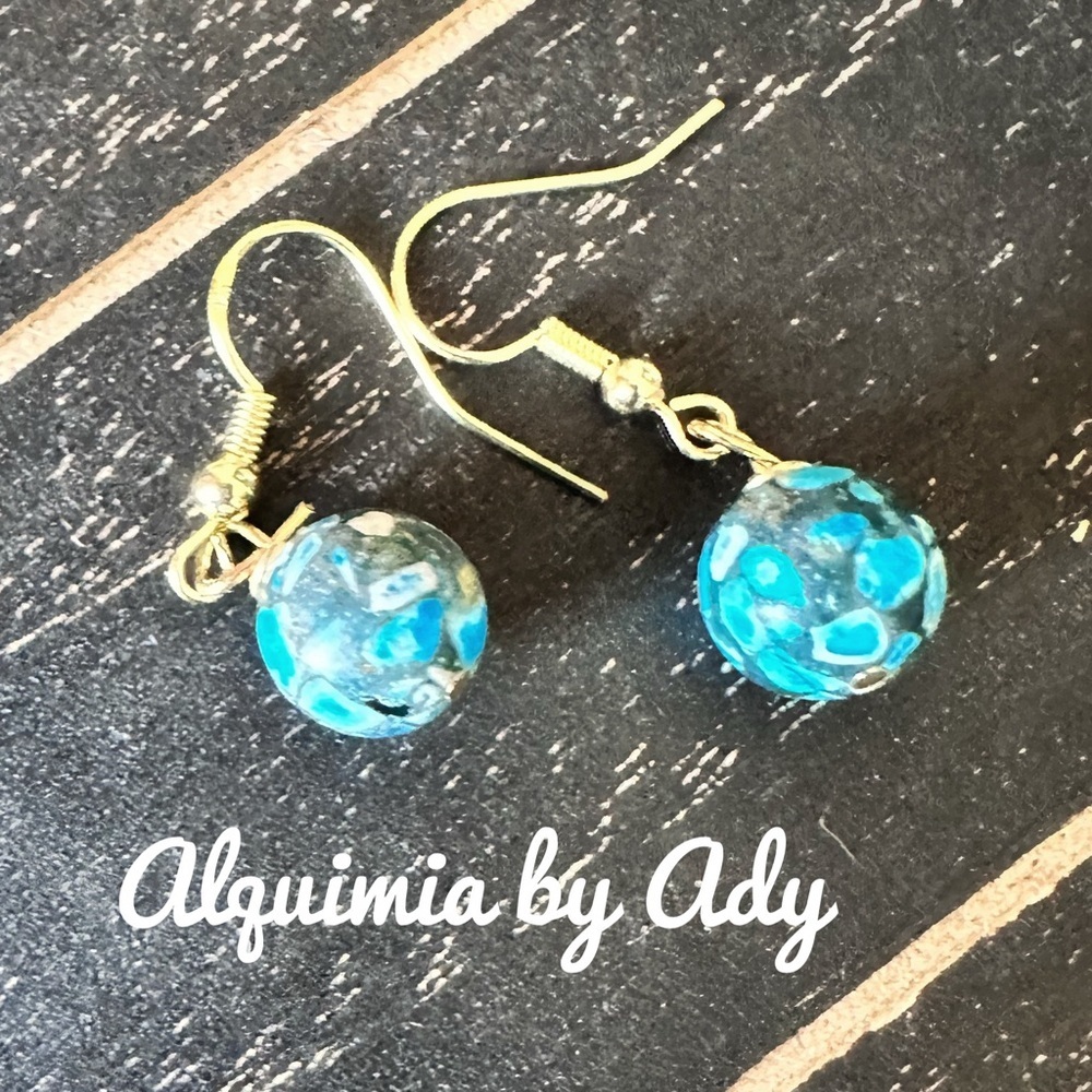 Turquoise western gold long dangle bar earrings